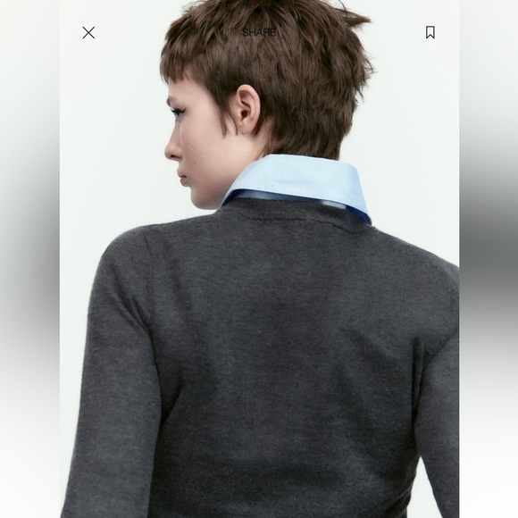 ZARA WOOL AND ALPACA BLEND FINE KNIT SWEATER DARK GREY SZ M - Picture 4 of 12